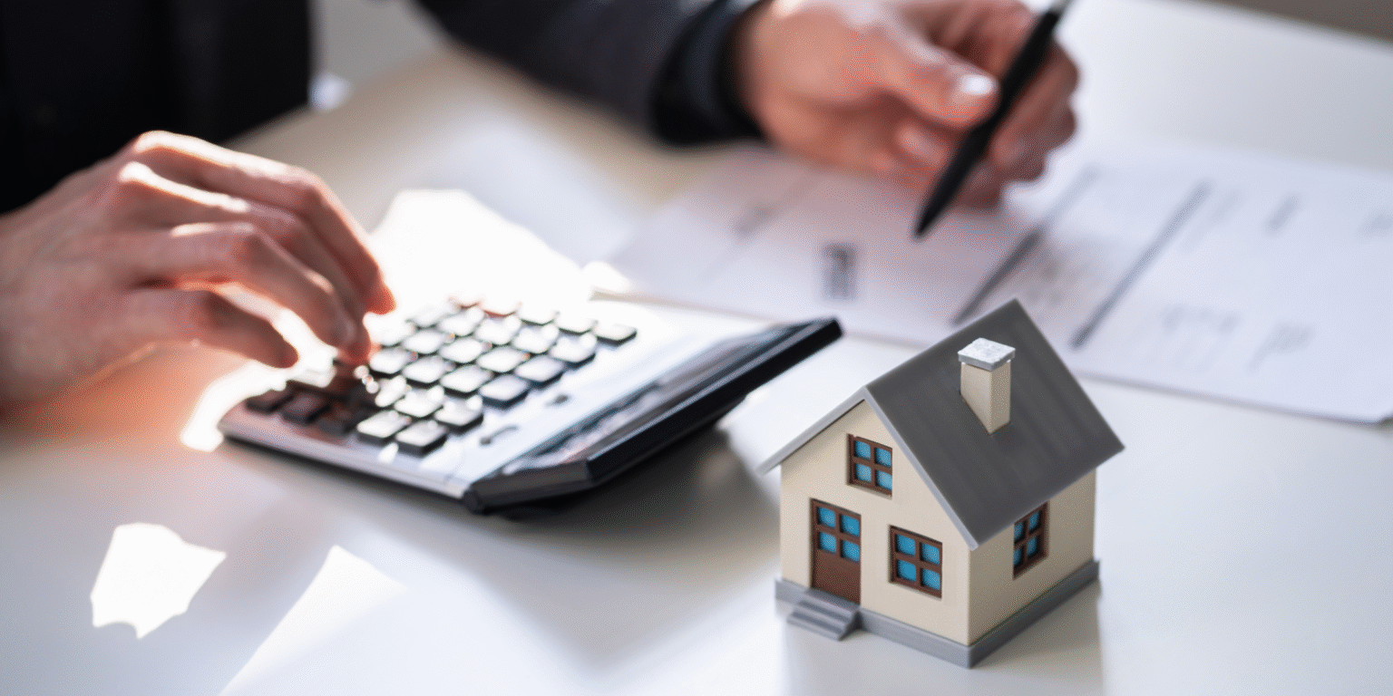 Graphic shows a person with a calculator and a mimi house.