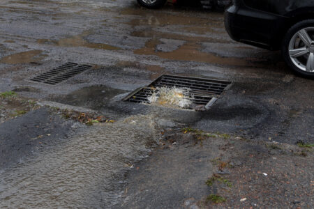 Flow of water during heavy rain