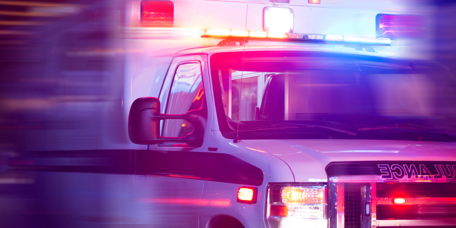 Community Members and First Responders Work Together to Save a Life Ambulance in route to emergecny.